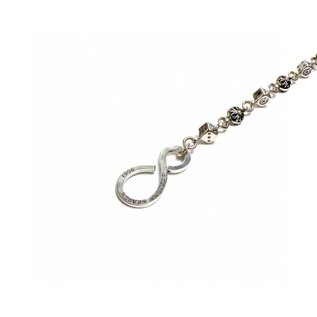 Chrome Hearts Sterling Silver Charm Bracelet with Lobster Clasp